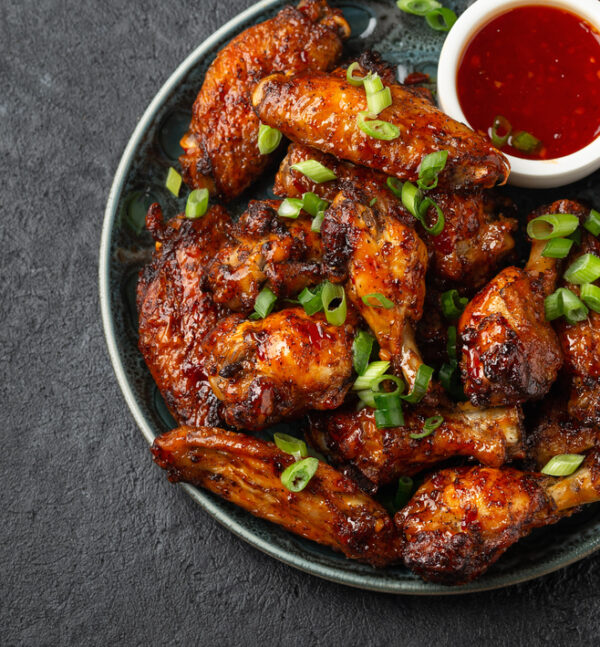Barbecue chicken wings prepared to share